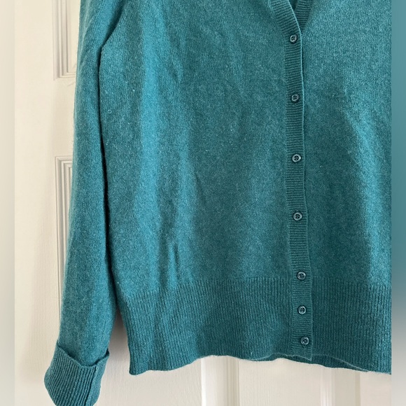Teal Lord & Taylor Cashmere Cardigan - Picture 2 of 5